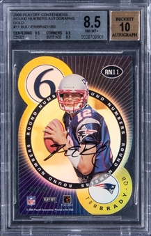 2000 Playoff Contenders Round Numbers Auto Gold #RN-11 Marc Bulger/Tom Brady (#43/60) -  BGS NM-MT+ 8.5/BGS 10